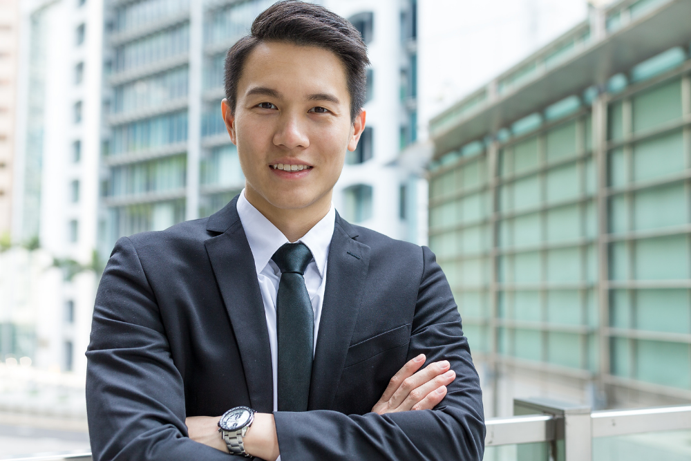 businessman in a black suit